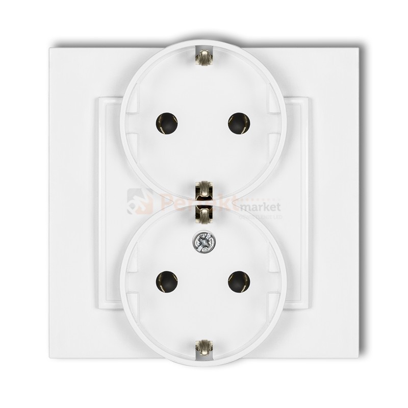 KARLIK MINI gniazdo podwójne z uziemieniem SCHUKO 2x(2P+Z) biały MGP-2s perfekt market olsztyn