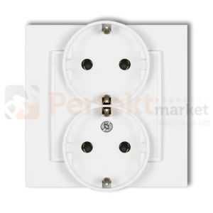 KARLIK MINI gniazdo podwójne z uziemieniem SCHUKO 2x(2P+Z) biały MGP-2s