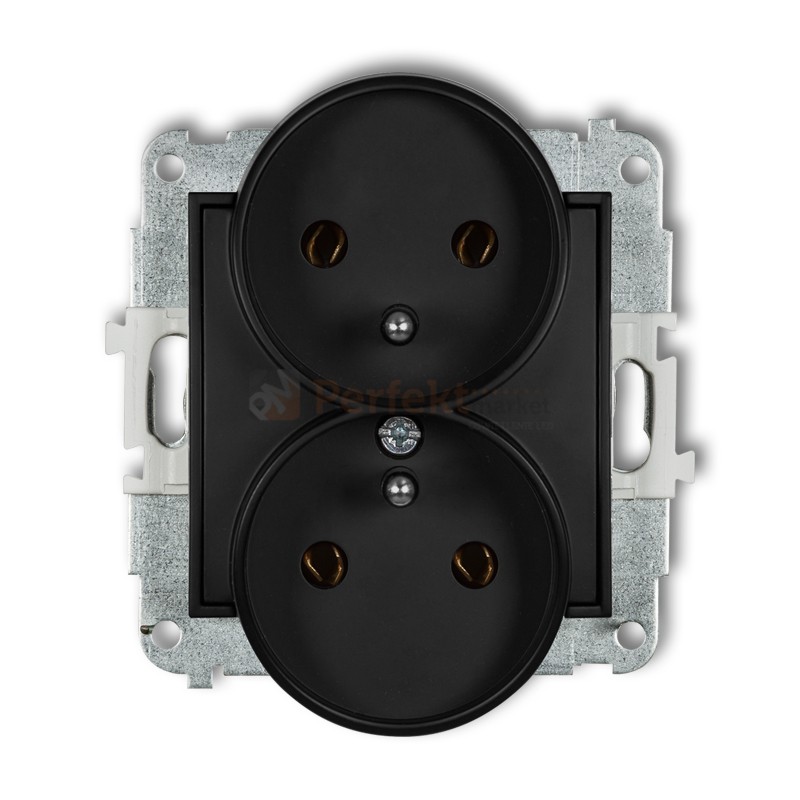 KARLIK MINI gniazdo podwójne do ramki z uziemieniem 2x(2P+Z) czarny mat 12MGPR-2z perfekt market olsztyn
