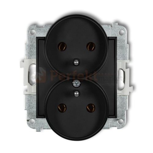 KARLIK MINI gniazdo podwójne do ramki z uziemieniem 2x(2P+Z) czarny mat 12MGPR-2z perfekt market olsztyn