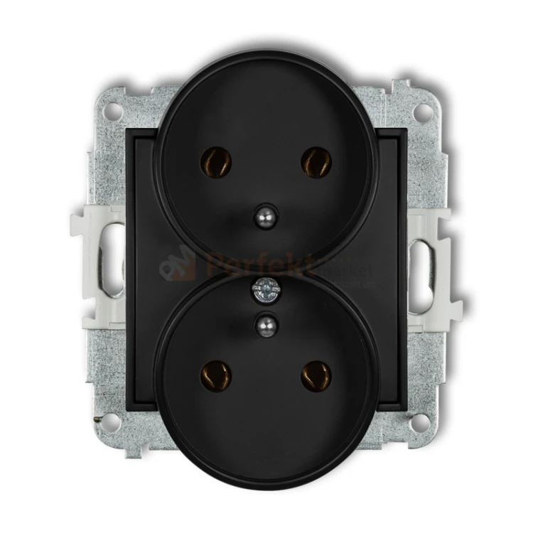 KARLIK MINI gniazdo podwójne do ramki z uziemieniem 2x(2P+Z) czarny mat 12MGPR-2z perfekt market olsztyn