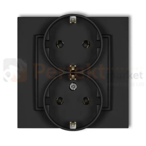 KARLIK MINI gniazdo podwójne z uziemieniem SCHUKO 2x(2P+Z) czarny mat 12MGP-2s