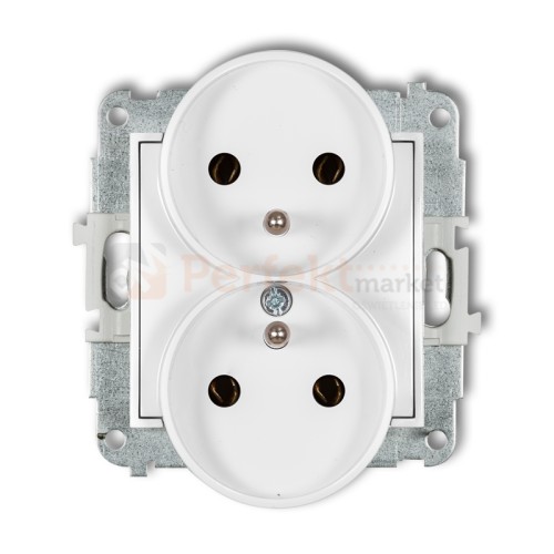 KARLIK MINI gniazdo podwójne do ramki z uziemieniem 2x(2P+Z) biały mat 25MGPR-2z perfekt market olsztyn