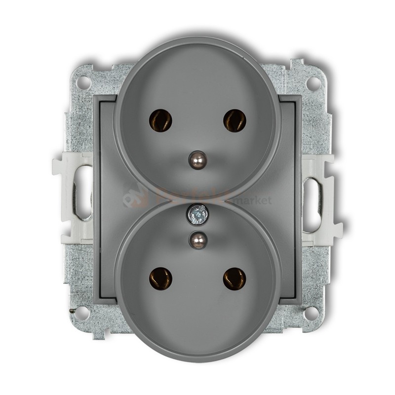 KARLIK MINI gniazdo podwójne do ramki z uziemieniem 2x(2P+Z) szary mat 27MGPR-2z perfekt market olsztyn