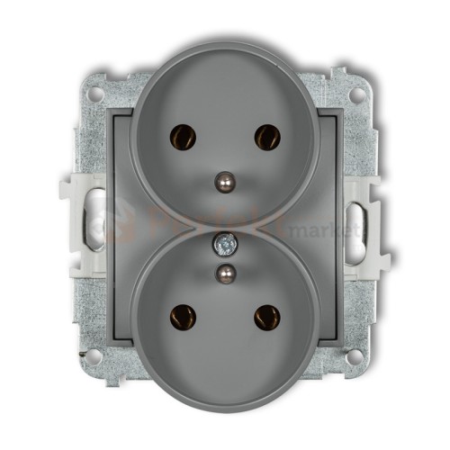 KARLIK MINI gniazdo podwójne do ramki z uziemieniem 2x(2P+Z) szary mat 27MGPR-2z perfekt market olsztyn