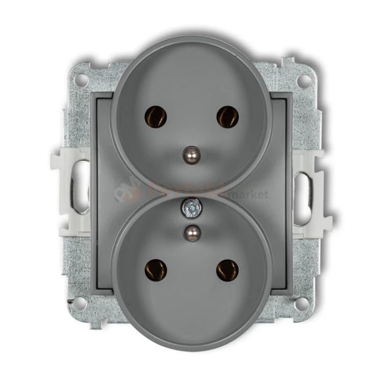 KARLIK MINI gniazdo podwójne do ramki z uziemieniem 2x(2P+Z) szary mat 27MGPR-2z perfekt market olsztyn