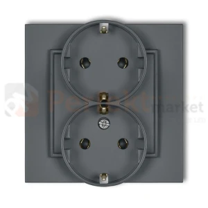 KARLIK MINI gniazdo podwójne z uziemieniem SCHUKO 2x(2P+Z) grafitowy mat 28MGP-2s