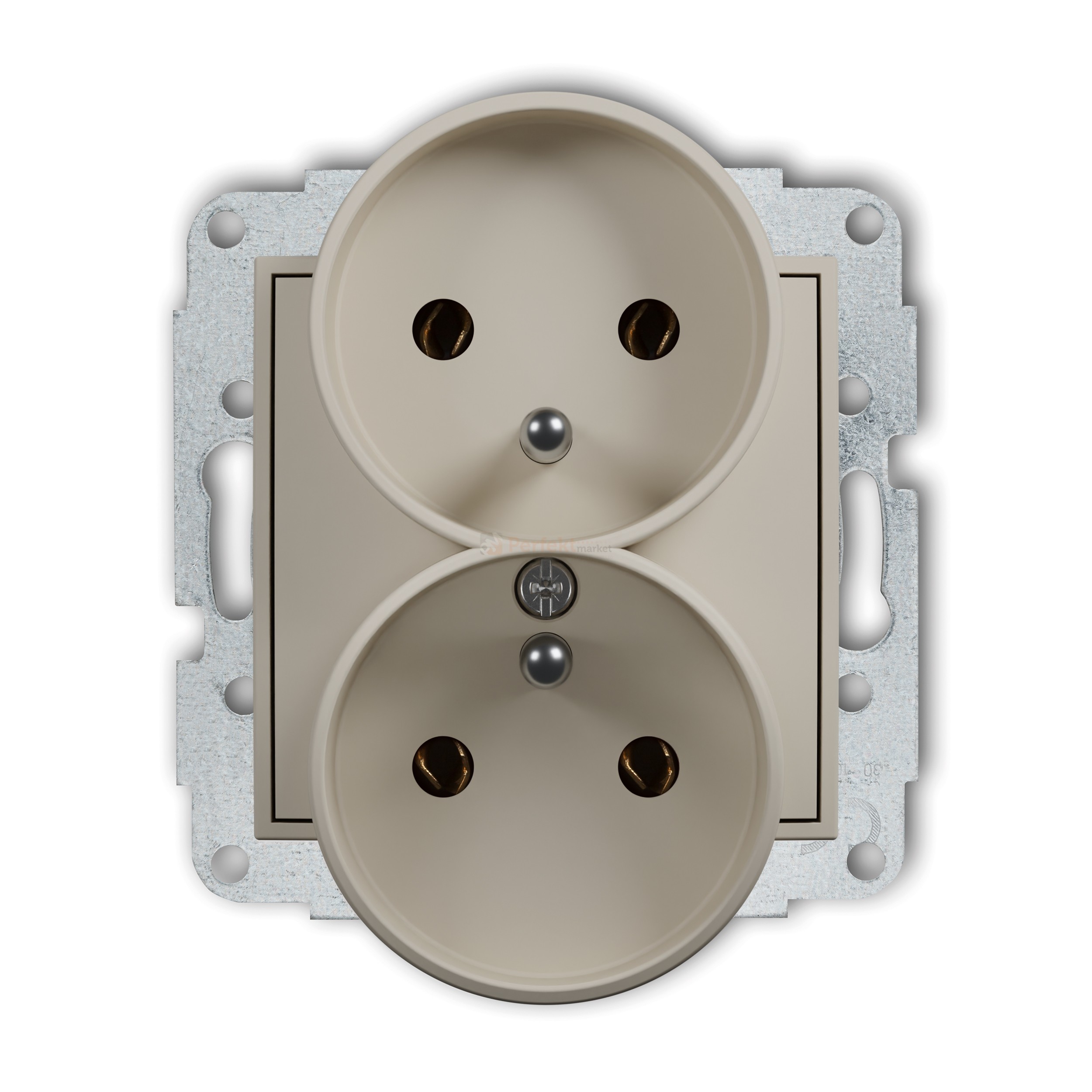 KARLIK MINI gniazdo podwójne do ramki z uziemieniem 2x(2P+Z) taupe 60MGPR-2z perfekt market olsztyn