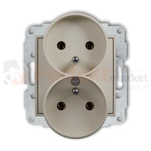 KARLIK MINI gniazdo podwójne do ramki z uziemieniem 2x(2P+Z) taupe 60MGPR-2z