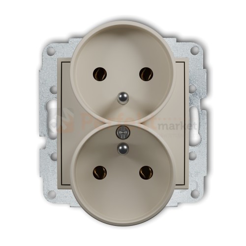 KARLIK MINI gniazdo podwójne do ramki z uziemieniem 2x(2P+Z) taupe 60MGPR-2z perfekt market olsztyn