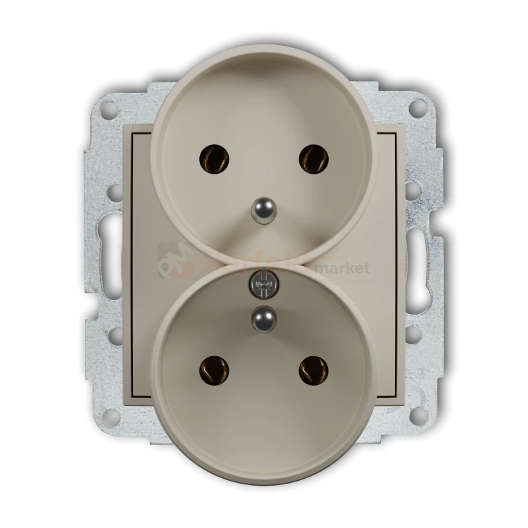 KARLIK MINI gniazdo podwójne do ramki z uziemieniem 2x(2P+Z) taupe 60MGPR-2z perfekt market olsztyn