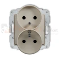 KARLIK MINI gniazdo podwójne do ramki z uziemieniem 2x(2P+Z) (przesłony torów prądowych) taupe 60MGPR-2zp perfekt market olsztyn