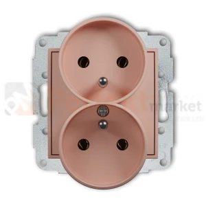 KARLIK MINI gniazdo podwójne do ramki z uziemieniem 2x(2P+Z) łososiowy 62MGPR-2z