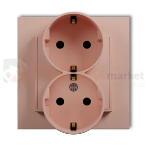 KARLIK MINI gniazdo podwójne z uziemieniem SCHUKO 2x(2P+Z) (przesłony torów prądowych) łososiowy 62MGP-2sp
