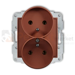 KARLIK MINI gniazdo podwójne do ramki z uziemieniem 2x(2P+Z) terakota 63MGPR-2z