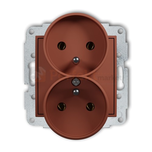 KARLIK MINI gniazdo podwójne do ramki z uziemieniem 2x(2P+Z) terakota 63MGPR-2z perfekt market olsztyn