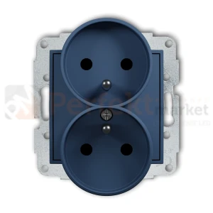 KARLIK MINI gniazdo podwójne do ramki z uziemieniem 2x(2P+Z) (przesłony torów prądowych)  navy blue 64MGPR-2zp