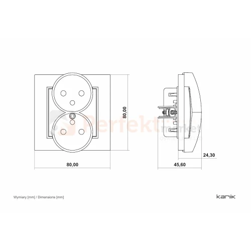 KARLIK MINI gniazdo podwójne do ramki z uziemieniem 2x(2P+Z) biały MGPR-2z perfekt market olsztyn