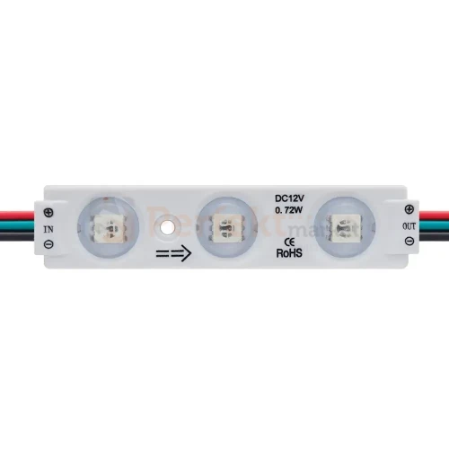 Moduł LED RGB +IC 12V cyfrowy WS2811 IP65 soczewka 140° perfekt market olsztyn