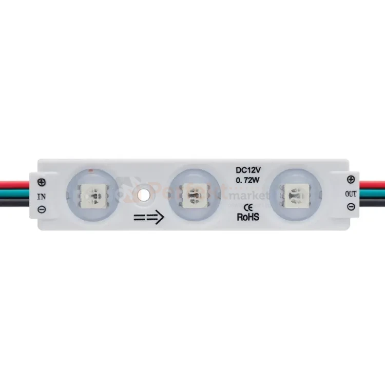 Moduł LED RGB +IC 12V cyfrowy WS2811 IP65 soczewka 140° perfekt market olsztyn