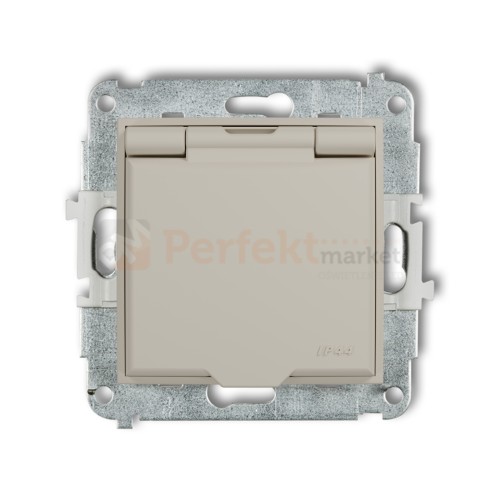 KARLIK MINI gniazdo z klapką IP44 z uziemieniem 2P+Z (klapka taupe, przesłony torów prądowych) taupe 60MGPB-1zp perfekt market olsztyn