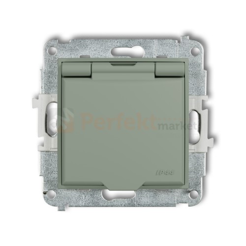 KARLIK MINI gniazdo z klapką IP44 z uziemieniem 2P+Z (klapka szałwiowa, przesłony torów prądowych) szałwiowe 61MGPB-1zp perfekt market olsztyn