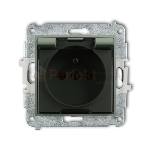 KARLIK MINI gniazdo z klapką IP44 z uziemieniem 2P+Z (klapka dymna, przesłony torów prądowych) szałwiowe 61MGPB-1zdp perfekt market