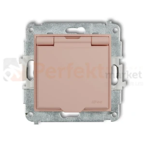 KARLIK MINI gniazdo z klapką IP44 z uziemieniem 2P+Z (klapka łososiowa, przesłony torów prądowych) łososiowe 62MGPB-1zp