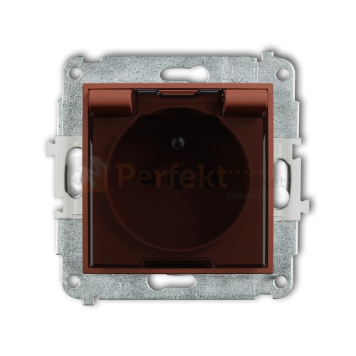 KARLIK MINI gniazdo z klapką IP44 z uziemieniem 2P+Z (klapka dymna, przesłony torów prądowych) terakota 63MGPB-1zdp perfekt market olsztyn