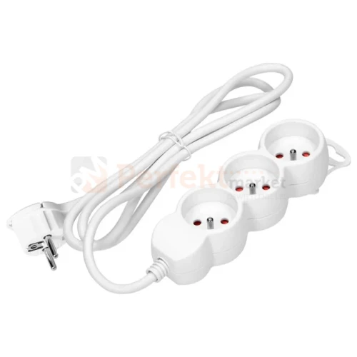 Przedłużacz mieszkaniowy 3G 1,5m H05VV-F 3x1,5mm² 16A płaska wtyczka biały perfekt market olsztyn