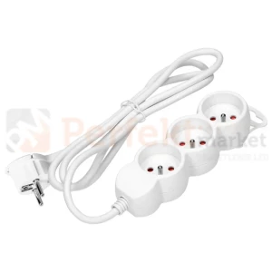 Przedłużacz mieszkaniowy 3G 3m H05VV-F 3x1,5mm² 16A płaska wtyczka biały