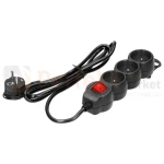 Przedłużacz mieszkaniowy 3G 3m z wyłącznikiem H05VV-F 3x1,5mm² 16A płaska wtyczka czarny perfekt market olsztyn