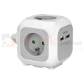 Przedłużacz kostka 4G + 2xUSB-A 1,4m H05VV-F 3x1,0mm² 10A biały perfekt market olsztyn