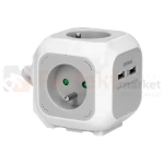 Przedłużacz kostka 4G + 2xUSB-A 1,4m H05VV-F 3x1,0mm² 10A biały perfekt market olsztyn