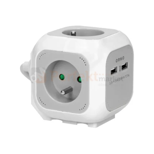 Przedłużacz kostka 4G + 2xUSB-A 1,4m H05VV-F 3x1,0mm² 10A biały perfekt market olsztyn