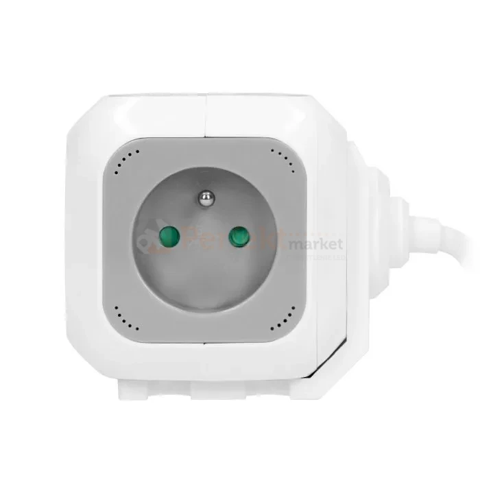 Przedłużacz kostka 4G + 2xUSB-A 1,4m H05VV-F 3x1,0mm² 10A biały perfekt market olsztyn