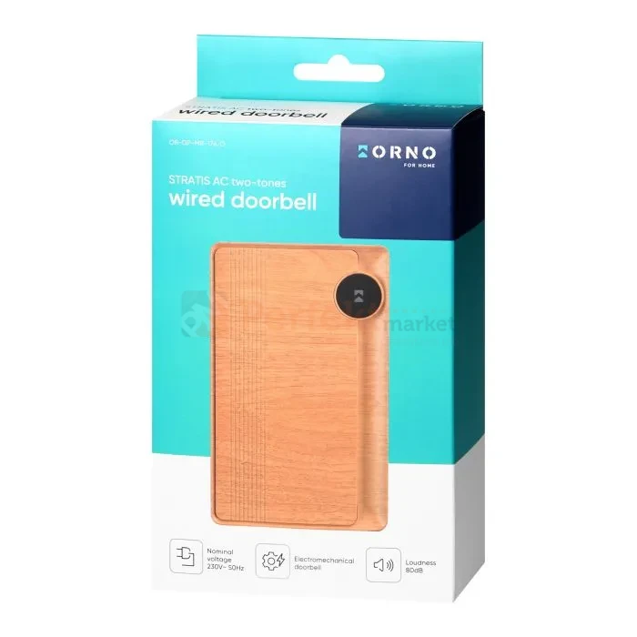 Dzwonek przewodowy STRATIS AC 230V dwutonowy elektromechaniczny kolor dąb
