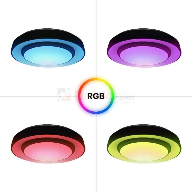 Plafon Naomi Smart 24W 1680lm RGB+CCT IP20 Ø380 czarno-biały pilot + WiFi Tuya perfekt market olsztyn