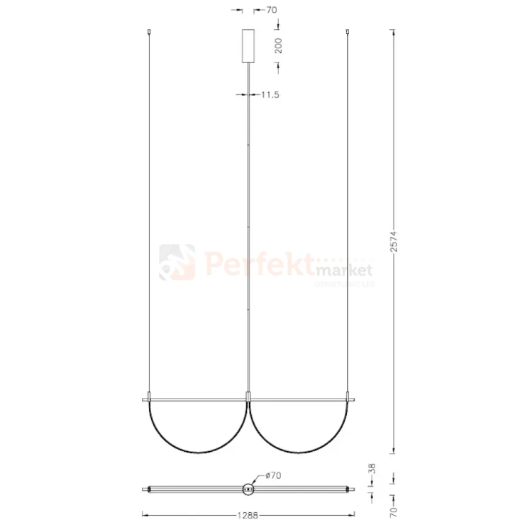 Lampa wisząca VICTORIA 40W 2770lm 3000K złota P0689 Maxlight perfekt market olsztyn