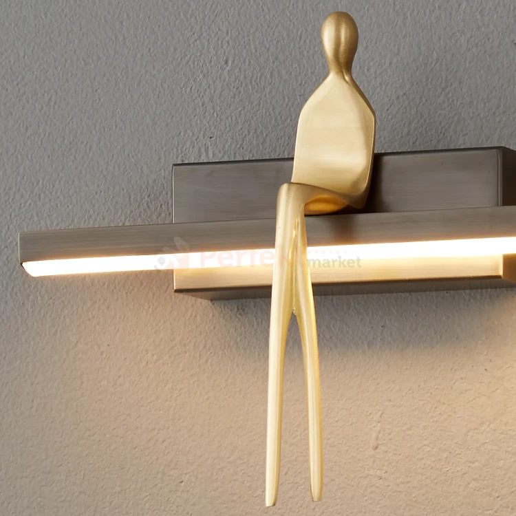Lampa ścienna kinkiet ze złotą figurą AMICI LED 31 cm czarny perfektmarket (4).webp