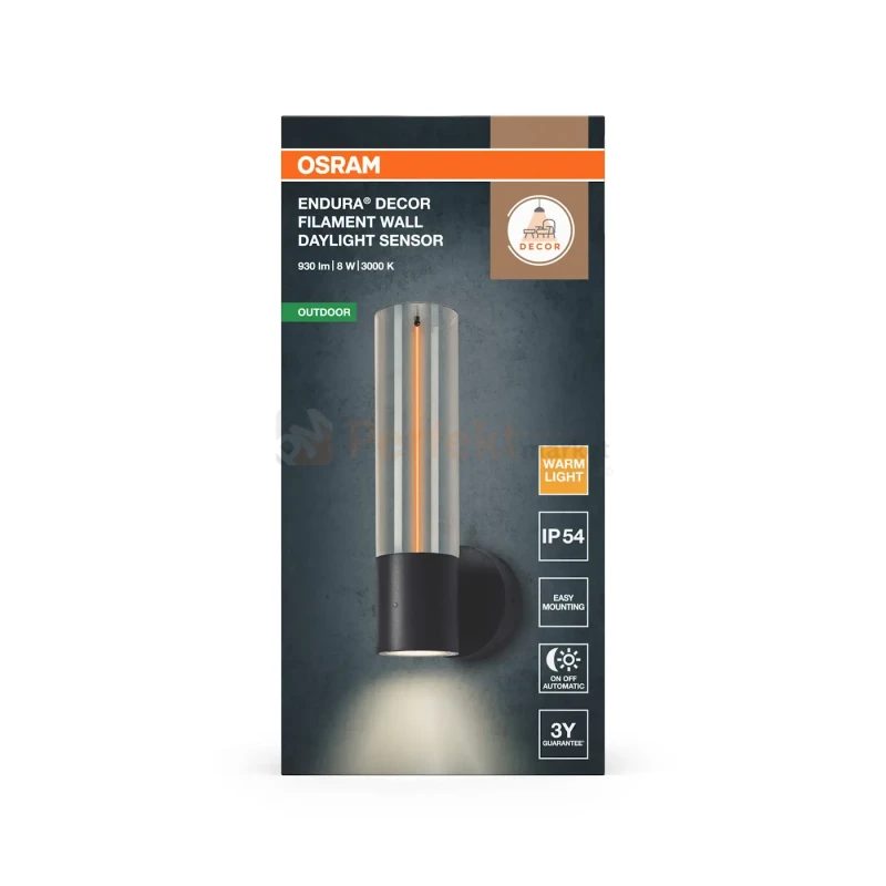 Kinkiet zewnętrzny z czujnikiem zmierzchu Endura® Decor Filament 8W 600lm 3000K IP54 ciemny szary Osram