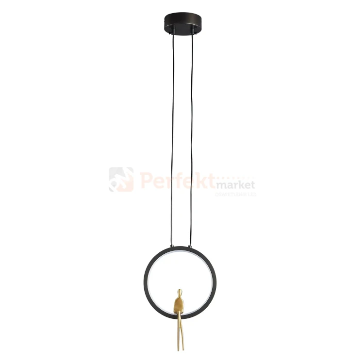 Lampa wisząca AMICI 27cm czarny ring z złotą figurą 3000K perfektmarket (5).webp