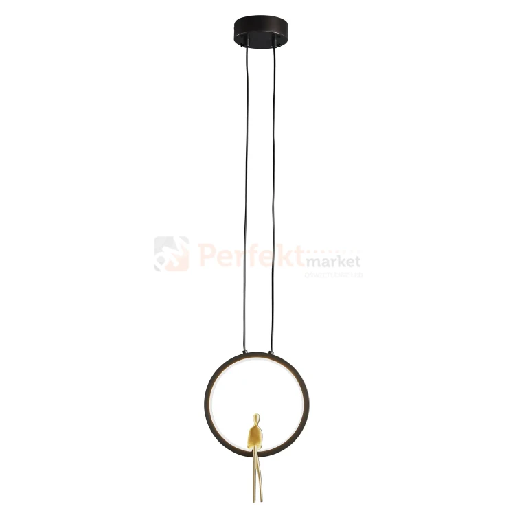 Lampa wisząca AMICI 27cm czarny ring z złotą figurą 3000K perfektmarket (4).webp