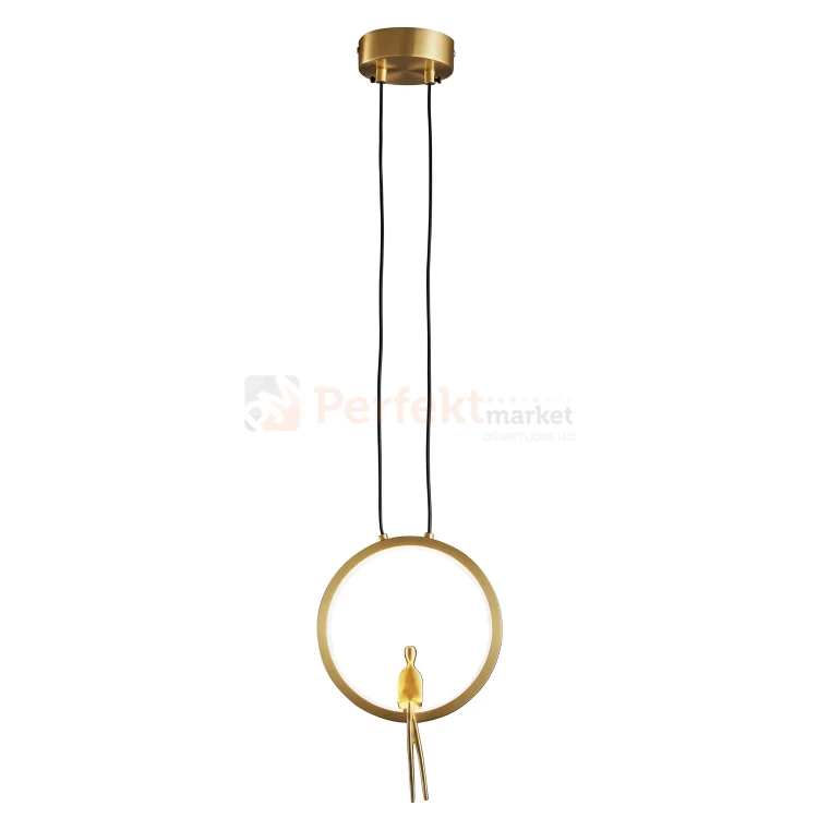 Lampa wisząca AMICI 27cm złoty ring z złotą figurą 3000K perfektmarket (10).webp