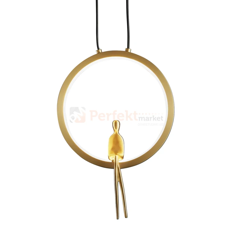 Lampa wisząca AMICI 27cm złoty ring z złotą figurą 3000K perfektmarket (8).webp