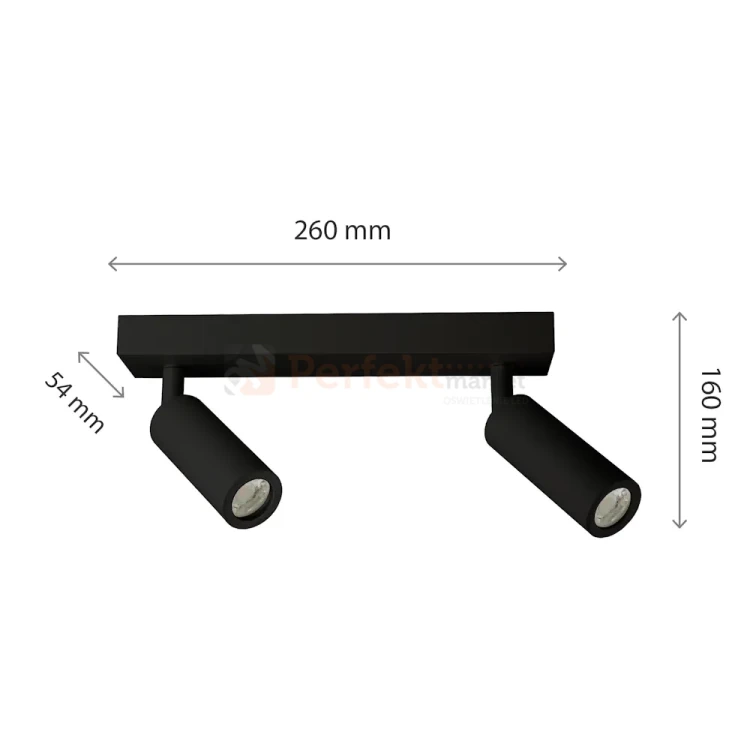 Listwa Madara Slim MR11 2xGU10 230V IP20 260x54x160 czarna perfekt market olsztyn