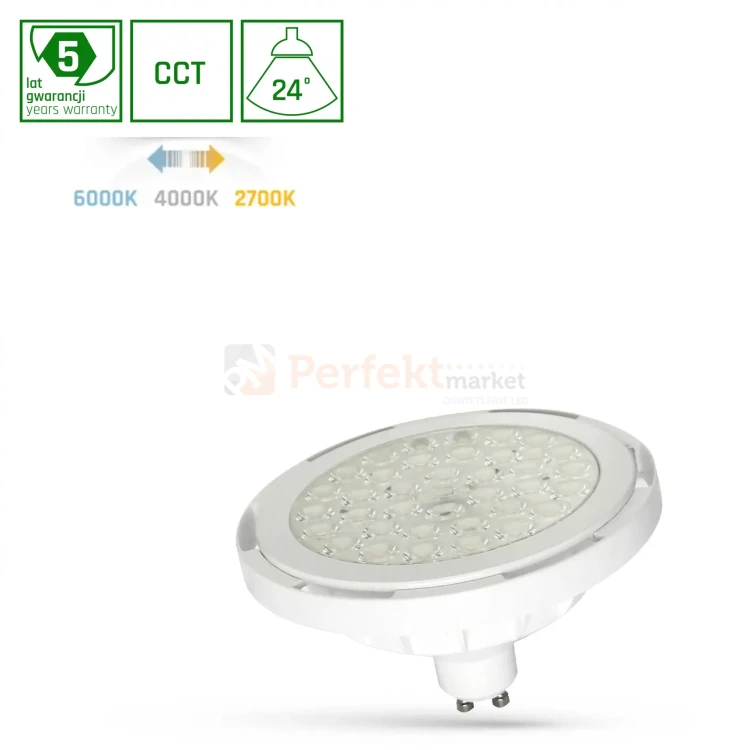 Żarówka LED AR111/ES111 GU10 230V 8,5W 800lm CCT 24° biała 5 lat gwarancji perfekt market olsztyn