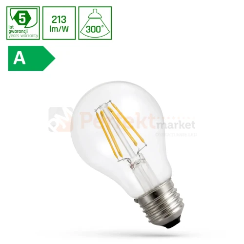 Żarówka LED A60 E27 230V 6,8W 1450lm 300° szklana filament PREMIUM A-CLASS perfekt market