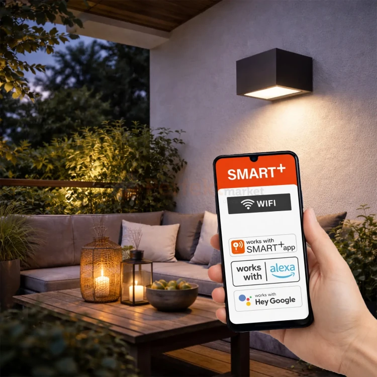 Kinkiet zewnętrzny góra/dół BRICK 14W 600lm IP44 RGBW+ WiFi Smart+ ciemnoszary perfekt market olsztyn