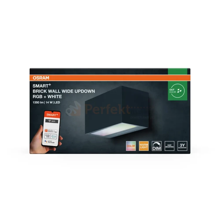 Kinkiet zewnętrzny góra/dół BRICK 14W 600lm IP44 RGBW+ WiFi Smart+ ciemnoszary perfekt market olsztyn